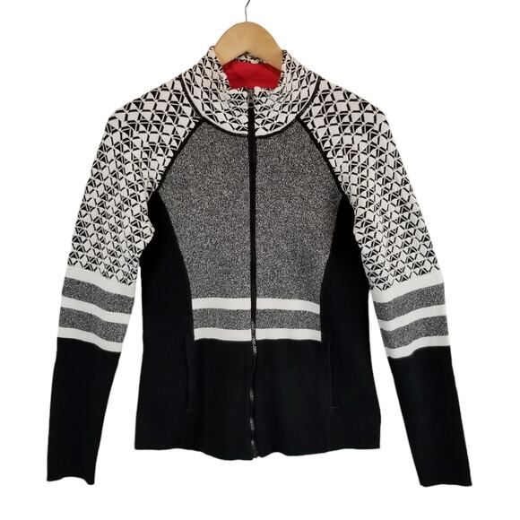Title Nine Women's Full Zip Cardigan Black Gray White Size Small - Picture 1 of 5